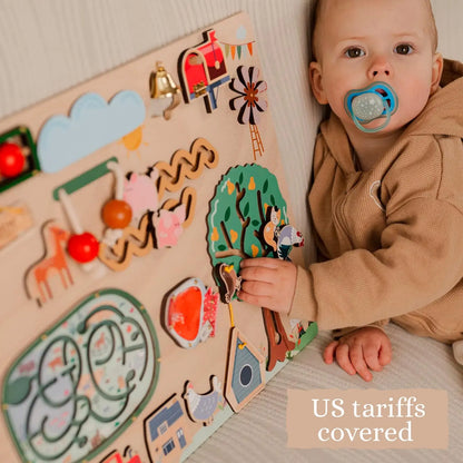 Safari Busy Board – Montessori Sensory Toy for Curious Toddlers